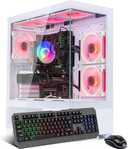 كمبيوتر مكتبي للألعاب - i5-11400 حتى 4.4 جيجا هرتز 12 خيط، GTX1080، 16 جيجا بايت DDR4 RAM، 1 تيرابايت NVMe SSD، Wi-Fi 6 وBluetooth 5.4، 9 × مراوح تبريد ARGB، Win11 Pro، 650 واط PSU، برج ألعاب عالي الأداء in Kuwait