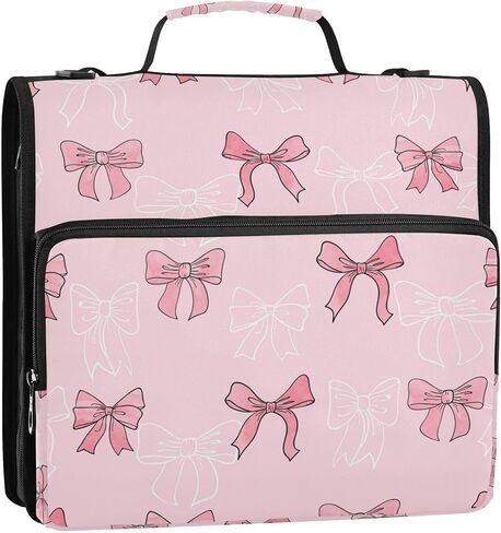 Watercolor Bowknot Binder with Shoulder Strap - 1.5" 3 Ring Zipper Binder Multi-Pocket Organization, 500 Sheet in Saudi Arabia