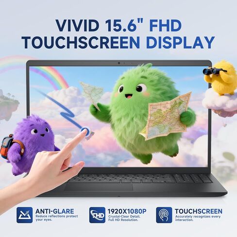 كمبيوتر محمول للأعمال Dell Inspiron 15 بشاشة تعمل باللمس، شاشة 15.6 بوصة FHD مضادة للتوهج، AMD Ryzen 7 7730U، ذاكرة الوصول العشوائي 16 جيجابايت + 1 تيرابايت SSD، AMD Radeon Graphics، Windows 11 Pro، Copilot AI PC، Wi-Fi، HDMI، كاميرا ويب in Kuwait