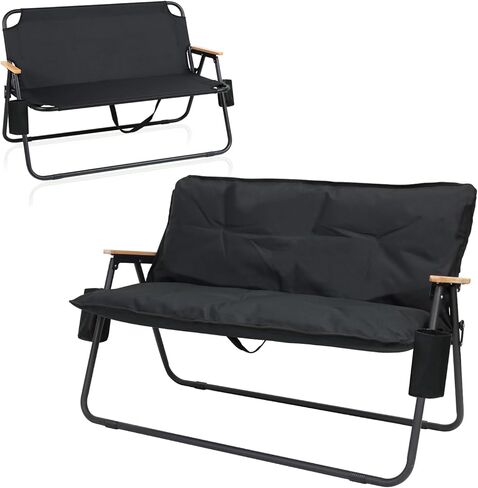 Loveseat Camping Chair, Folding Double Camping Chair, Portable Beach Chair with Armrests and Cup Holder for Garden,Patio,Travel,Fishing in Saudi Arabia