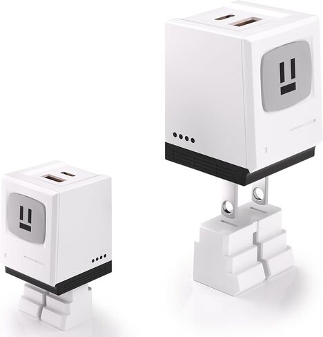 USB C Charger Block 30W Robot Type C Charger USB Wall Plug Adapter Fast Charging Block with USBA and USBC, Dual Port Cube Power Wall Outlet for iPhone 17/16/15 Series, iPad, Galaxy for One Pack in Saudi Arabia