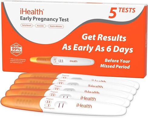 اختبار الحمل المبكر من iHealth، عبوتان، كشف فائق الحساسية، دقة تزيد عن 99%. احصلي على نتائج موثوقة قبل 6 أيام من غياب الدورة الشهرية. مجموعة أدوات اختبار الخصوبة HCG سهلة الاستخدام في المنزل، مغلفة بشكل فردي in Kuwait