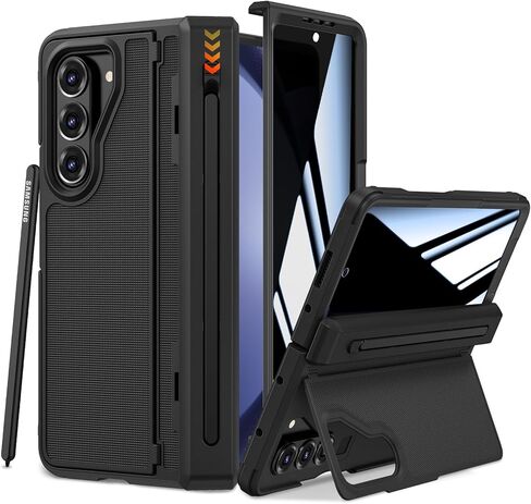 Ruky for Z-Fold-6-Case with S Pen Holder, [No Pen] with Hidden Foldable Kickstand and Built-in Privacy Screen Protector,Hinge Protection Drop Protective Phone Case for Samsung Galaxy Z Fold 6, Black in Saudi Arabia