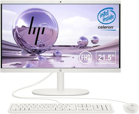 HP 22" All-in-One Desktop Computer, 8GB DDR5 RAM, 128GB UFS Storage,13th Gen Intel Quad-Core CPU, FHD VA Display, WiFi 6, Bluetooth 5.3, RJ45, USB-C (10Gbps), UHD Graphics, 720p Cam, Cashmere White in Kuwait