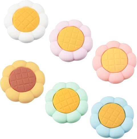 Silicone Joystick Caps for Nintendo Switch 2 (2025), Cute Floral Thumb Grips for Switch 2 (4-Pack), Cute Sunflower & Flower Design, Yellow and White in Saudi Arabia