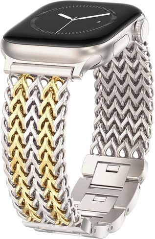 WINGLE for Apple Watch Band Women 38mm 40mm 41mm 42mm 44mm 45mm 46mm 49mm Series 11 10 9 8 7 6 5 4 3 2 1 SE 3/2/1, Dressy Band Stainless Steel Chain Strap Designer Link Bracelet for iWatch Ultra in Saudi Arabia