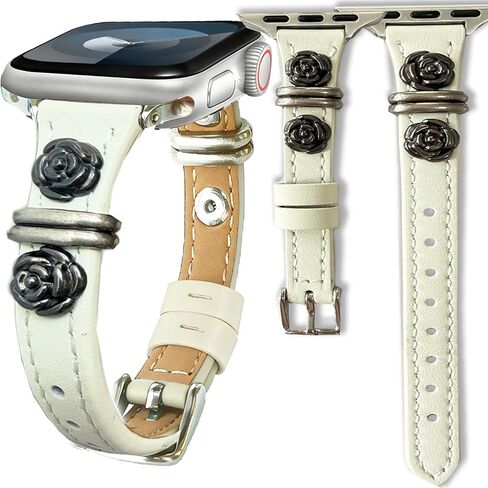 Leather Brown Black Starlight Band Compatible Apple Watch Chain Bracelet Women 38mm 40mm 41mm 44mm 42mm 46mm 45mm 49mm.Jullstar Silver Metal Chain Dressy Strap for iphone Watch Series Ultra SE 10 9 8 7 6 5 4 3 2 1 in Saudi Arabia