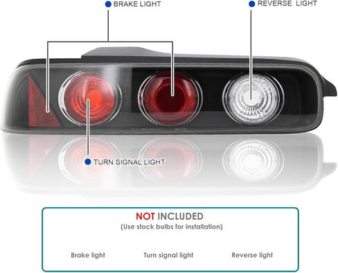 SPEC-D TUNING Glossy Black Housing Dark Smoke Lens Tail Lights Compatible with 1994-2001 Acura Integra 2Dr, Left + Right Pair Assembly in Saudi Arabia