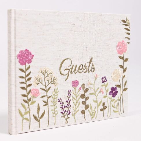 Linen Embroidered Photo Wedding Guest Book - Premium Hardcover Polaroid Guestbook for Wedding Reception, Baby Shower, Bridal Shower, Funeral, Engagements -160 Pages for Messages -10.25" × 8.25" in Saudi Arabia