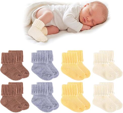 8 Pairs Preemie Wool Socks Turn Cuff Socks For Premature Newborn Boys Girls NICU Hospital in Saudi Arabia