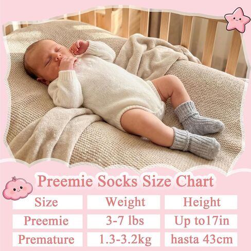 8 Pairs Preemie Wool Socks Turn Cuff Socks For Premature Newborn Boys Girls NICU Hospital in Saudi Arabia