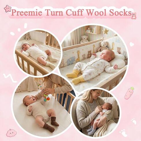 8 Pairs Preemie Wool Socks Turn Cuff Socks For Premature Newborn Boys Girls NICU Hospital in Saudi Arabia