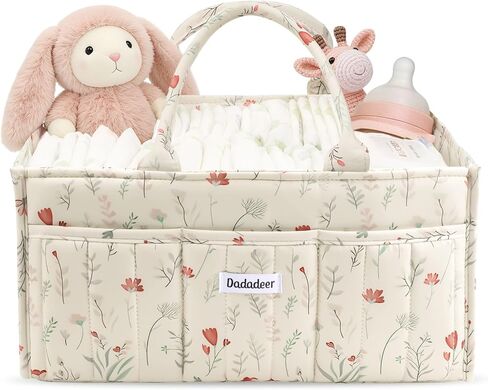 Baby Diaper Caddy Organizer, Portable Nursery Storage Basket for Newborn Essentials, Changing Table & Car Caddy Organizer, Gift for Baby Shower, Registry Must-Have for Boy Girl, Green in Saudi Arabia