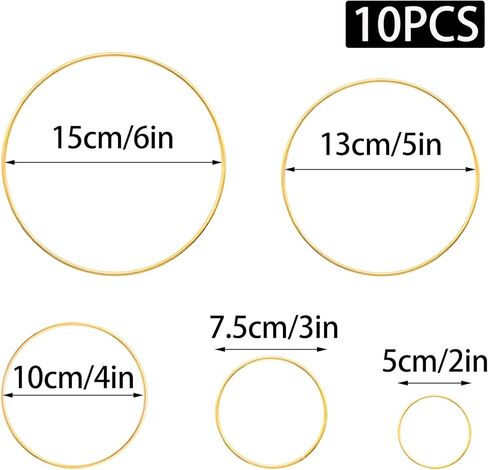 10pcs حلقات معدنية للحرف اليدوية ، وحلقات الماسك الحلم وخواتم الماكرين ، والأطواق الأزهار المعدنية لأكليل الزفاف ، أو ديكور عيد الميلاد أو الحرف الماسك للحلم ديي إلخ in Kuwait