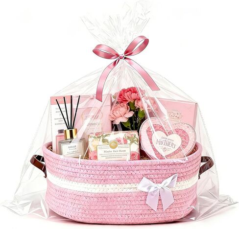 Large Gift Baskets Empty with Handles, 14"x 10"x 5.5" Cotton Rope Storage Basket Storage for Gifts Clothes Baby Diaper Pet Toys (White) in Saudi Arabia