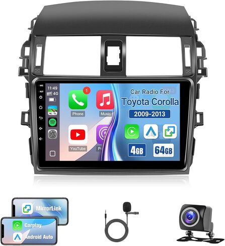 Leadfan Car Stereo for Toyota Corolla 2009 2010 2011 2012 2013 Radio Compatible with Wireless Apple Carplay 9'' Touch Screen in-Dash GPS Navigation Bluetooth WiFi Mirror Link Unit Backup Camera 2+32G in Saudi Arabia