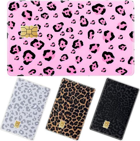 Credit Card Skin Stickers 4Pcs Leopard Print Debit Card Skin Stickers Removable Waterproof PVC Decal Cover Set for Transportation Key Debit Bus Cards Pink Grey Black Cheetah ID Cover for Women in Saudi Arabia