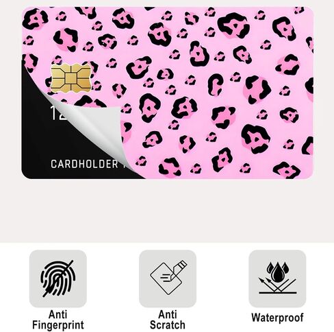 Credit Card Skin Stickers 4Pcs Leopard Print Debit Card Skin Stickers Removable Waterproof PVC Decal Cover Set for Transportation Key Debit Bus Cards Pink Grey Black Cheetah ID Cover for Women in Saudi Arabia