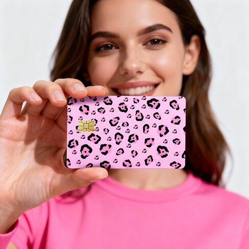 Credit Card Skin Stickers 4Pcs Leopard Print Debit Card Skin Stickers Removable Waterproof PVC Decal Cover Set for Transportation Key Debit Bus Cards Pink Grey Black Cheetah ID Cover for Women in Saudi Arabia
