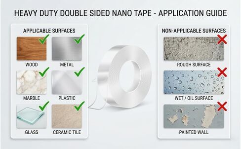 Double Sided Tape Heavy Duty 5M 198" x 1.18" Removable Nano Tape for Poster Carpet Picture Hanging Strip Rug - Strong Adhesive Multipurpose Clear Mounting Tape for Walls (30MM X 16.4 Ft) in Saudi Arabia