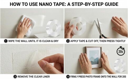 Double Sided Tape Heavy Duty 5M 198" x 1.18" Removable Nano Tape for Poster Carpet Picture Hanging Strip Rug - Strong Adhesive Multipurpose Clear Mounting Tape for Walls (30MM X 16.4 Ft) in Saudi Arabia