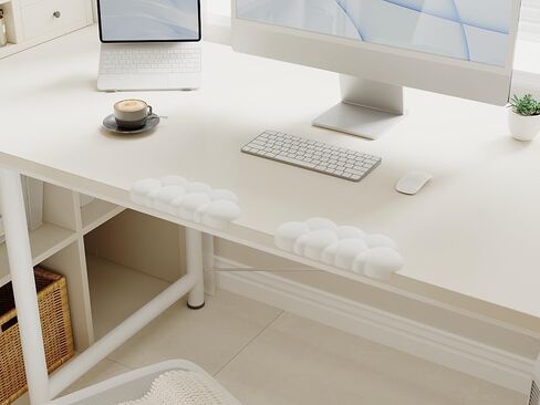 Cloud Shape Elbow Pad L-Shaped Wrist Rest for Desk, 2 PCS Ergonomic Elbow Rest with Non-Slip Separate Design, Memory Foam Arm Rest, PU Leather Wrist Comfort Support for Office Home (White) in Kuwait