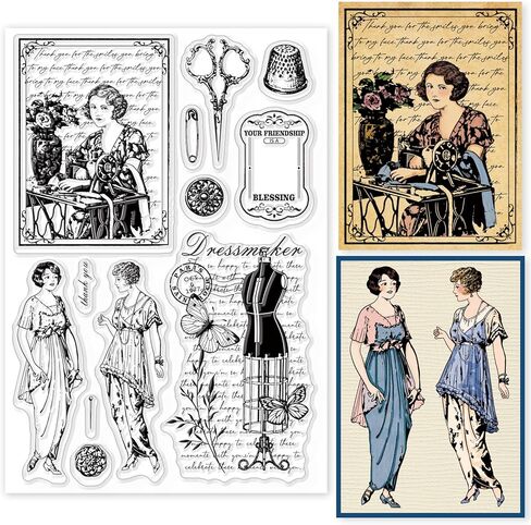 طوابع شفافة من GLOBLELAND Vintage Steampunk لصنع البطاقات، طوابع شفافة من السيليكون للمرأة الرجعية، أجنحة ميكانيكية، ختم شفاف لديكور القصاصات بنفسك، ديكور ألبوم الصور in Kuwait
