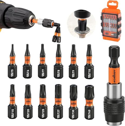 HORUSDY 14 قطعة T5-T40 مجموعة لقم توركس - مجموعة لقم توركس للأمان - مجموعة لقم توركس للأمان | مجموعة لقم النجمة - 1/4 مجموعة لقم مفك براغي سداسية الشكل in Kuwait