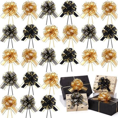 48 PCS Large Pull Bows for Gift Wrapping 6 Inch Colorful Pull Bows for Boxes Basket Gifts Wrapping Birthday Wedding Halloween Christmas Thanksgiving Party Decoration (Gold Orange Brown) in Saudi Arabia