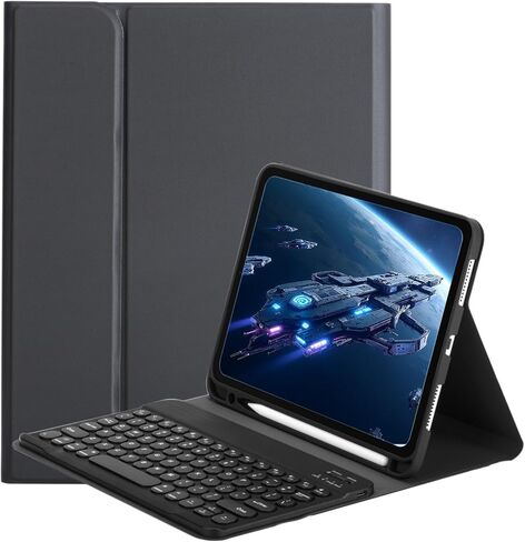 حافظة لوحة المفاتيح لجهاز Samsung Galaxy Tab A11 + 2025 / A9 Plus 11 بوصة 2023 موديل (SM-X210/X216/X218)، غطاء حامل نحيف مع لوحة مفاتيح لاسلكية قابلة للفصل مغناطيسيًا (أسود) in Kuwait