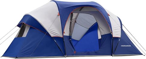 HIKERGARDEN 10 Person Camping Tent - Portable Large Family Tent for Camp, Windproof Fabric Dome Tent Outdoor for Hiking, Backpacking, Traveling (Dark Blue) in Saudi Arabia