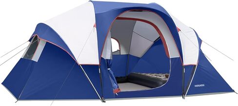 HIKERGARDEN 10 Person Camping Tent - Portable Large Family Tent for Camp, Windproof Fabric Dome Tent Outdoor for Hiking, Backpacking, Traveling (Dark Blue) in Saudi Arabia