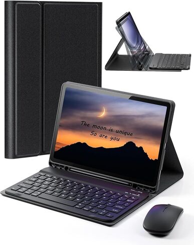 حافظة لوحة مفاتيح لجهاز Amazon Fire HD 10 & 10 Plus مقاس 10.1 بوصة (الجيل 11/13) - ماوس ولوحة مفاتيح مغناطيسية، حافظة رفيعة مع حامل أقلام، خاصية النوم/الاستيقاظ التلقائي - وردي in Kuwait