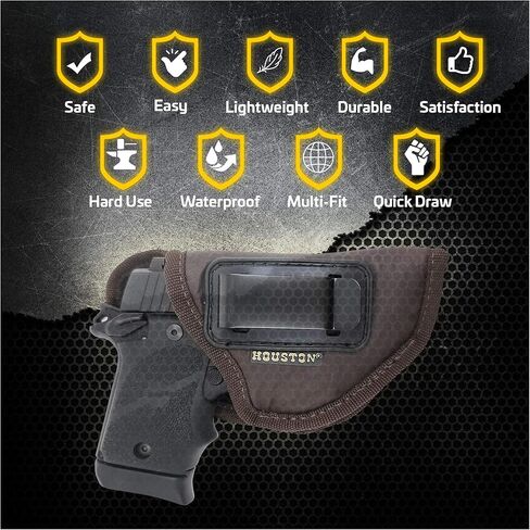 حافظة مسدس بحزام الخصر باللون البني للرجال/النساء لغلوك 43 و42، SIG P365، KAHR PM 45، MAKAROV، KELTEC PF9 / P11. حافظة مسدس مخفية مصنوعة من الجلد الصديق للبيئة مقاس 9 ملم. حافظات المسدس in Kuwait