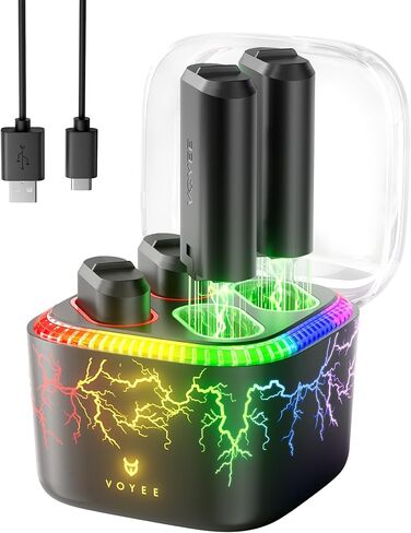 VOYEE Charger for Controller Battery Pack, 4x4070mWh High Capacity Rechargeable Pack with Fast Station, Led Seven Color Dazzling Light, Protective Shell One/S/X/Elite/Series X|S in Saudi Arabia