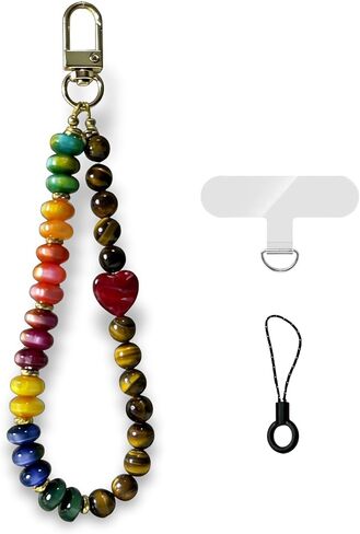 Nature Crystal Beaded Phone Charm - Handmade Phone Wrist Strap Lanyard for Women - Key Chain in Saudi Arabia