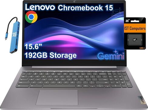 Lenovo IdeaPad Slim 3 Chromebook - 2024 - كمبيوتر محمول خفيف الوزن - مكبرات صوت Waves MaxxAudio® - شاشة HD 14 بوصة - كاميرا HD 720 بكسل - ذاكرة 4 جيجا بايت - تخزين 64 جيجا بايت - MediaTek Kompanio 520 - أزرق أبيس in Kuwait