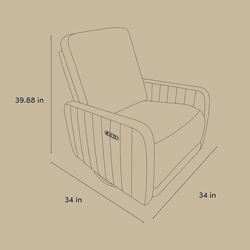 Storkcraft Kyoto Deluxe Power Recliner Swivel شراعية (جبل بني بوكل) - كرسي كهربائي إلكتروني ممتاز للحضانة، يتضمن منفذ شحن USB مزدوج مع USB-A وUSB-C، وكرسي هزاز منزلق in Kuwait