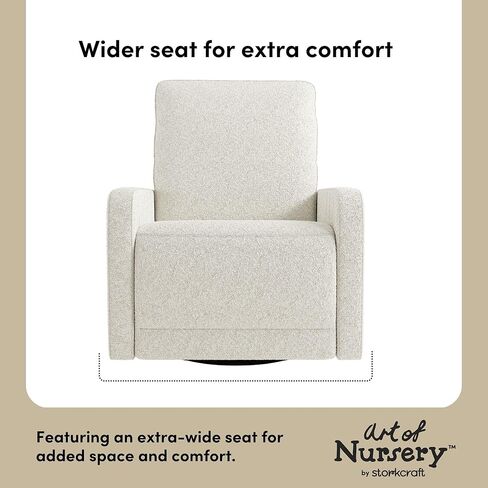 Storkcraft Kyoto Deluxe Power Recliner Swivel شراعية (جبل بني بوكل) - كرسي كهربائي إلكتروني ممتاز للحضانة، يتضمن منفذ شحن USB مزدوج مع USB-A وUSB-C، وكرسي هزاز منزلق in Kuwait