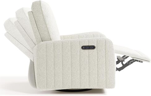 Storkcraft Kyoto Deluxe Power Recliner Swivel شراعية (جبل بني بوكل) - كرسي كهربائي إلكتروني ممتاز للحضانة، يتضمن منفذ شحن USB مزدوج مع USB-A وUSB-C، وكرسي هزاز منزلق in Kuwait
