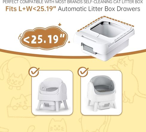 80 COUNT CAT CAT STERTER BOX LINER FACS for Open Top Open Autoscooper 11 PET Automatic Cleaning Cat Sterter Box ، وأكياس النفايات ، و 27 "× 13" أكياس القمامة البديلة للخدمة الشديدة مع الرباط (رمادي) in Kuwait