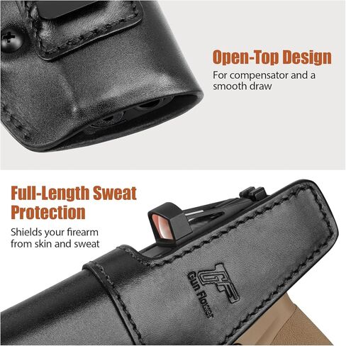 حافظة جلدية GUN & FLOWER IWB لـ Springfield Hellcat Pro/Comp، Hellcat RDP - قطع بصري - حافظة حمل مخفية، ملحق داخل حزام الخصر، يناسب أحزمة مقاس 1.5 بوصة - 1.75 بوصة - اليد اليمنى in Saudi Arabia