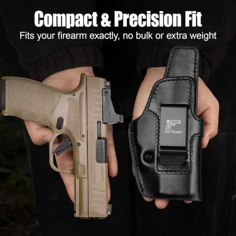 حافظة جلدية GUN & FLOWER IWB لـ Springfield Hellcat Pro/Comp، Hellcat RDP - قطع بصري - حافظة حمل مخفية، ملحق داخل حزام الخصر، يناسب أحزمة مقاس 1.5 بوصة - 1.75 بوصة - اليد اليمنى in Saudi Arabia