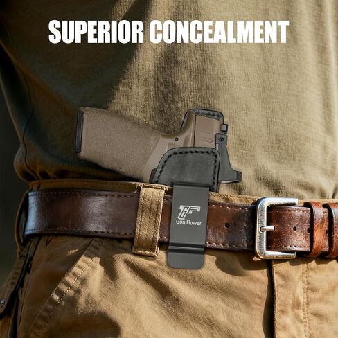 حافظة جلدية GUN & FLOWER IWB لـ Springfield Hellcat Pro/Comp، Hellcat RDP - قطع بصري - حافظة حمل مخفية، ملحق داخل حزام الخصر، يناسب أحزمة مقاس 1.5 بوصة - 1.75 بوصة - اليد اليمنى in Saudi Arabia