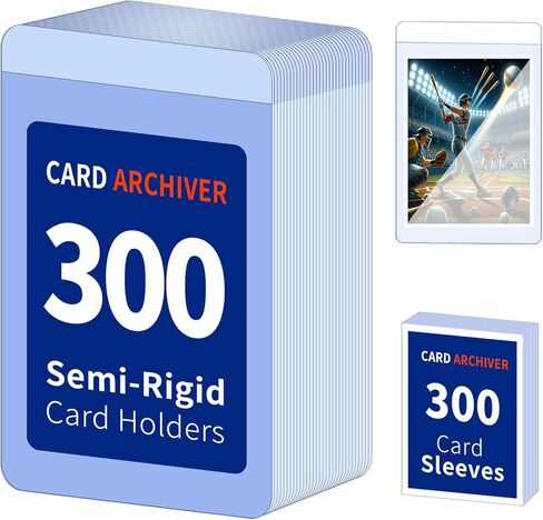 أغلفة بطاقات 600 قيراط للبطاقات - أغطية علوية للبطاقات، واقيات بلاستيكية صلبة مقاس 3 × 4 بوصة وصلبة شفافة للتجارة والرياضة وبطاقات البيسبول (300 غلاف صلب + 300 غلاف قرش، إجمالي 600) in Kuwait