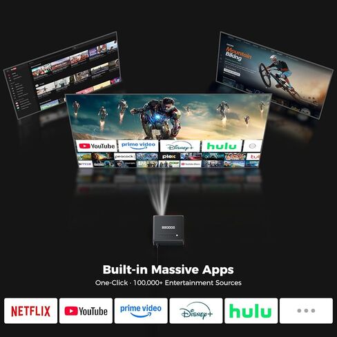 Goodee 4K Smart Projector مع Netflix-WiFi & Bluetooth ، 3000 ANSI UHD ، TOF Auto Focus Keystone MEMC ، Dolby Audio Home Theater Video Projector تطبيقات مدمجة للأفلام الداخلية والخارجية ، والألعاب in Kuwait