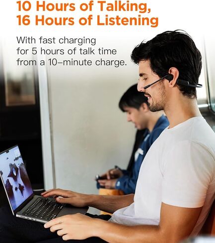سماعات رأس لاسلكية بخاصية إلغاء الضوضاء مع ميكروفون، سماعة رأس لاسلكية مع ميكروفون للعمل (50 ديسيبل ENC وزر كتم الصوت) سماعة بلوتوث للعمل من المنزل/المكتب/الكمبيوتر الشخصي/مركز الاتصال/الكمبيوتر المحمول/الفرق/التكبير/الشاحنة/التنقل in Kuwait
