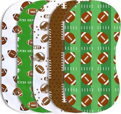 5 Pack Baseball Sport Burp Cloths Baby Boys Girls with Baseball Pattern, Large Cotton Burp Rags for Newborns Gifts Nursery Decor Extra Soft and Absorbent 9.8X19.6inches in Kuwait
