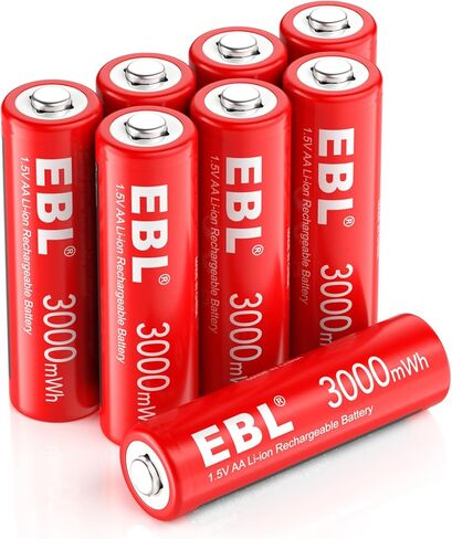 EBL 1.5V Rechargeable Lithium AA Batteries with USB Input Charger, 3000mWh Li-ion AA Batteries Long Lasting Double A Battery 4 Pack in Saudi Arabia