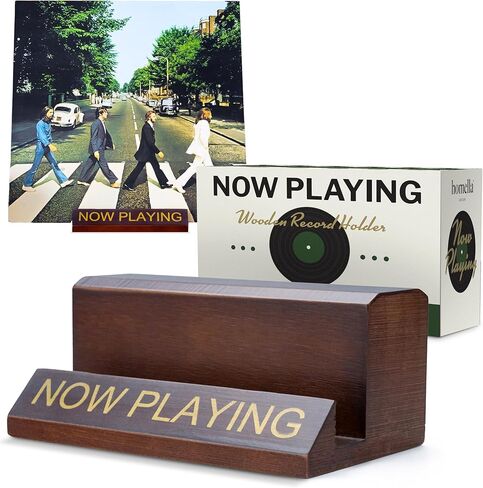 Now Playing Vinyl Record Stand - White Gold Wooden Vinyl Record Holder for Albums & Record Decor, Now Spinning Record Stand for Turntables & Accessories Gifts For Vinyl Record Lovers! in Saudi Arabia